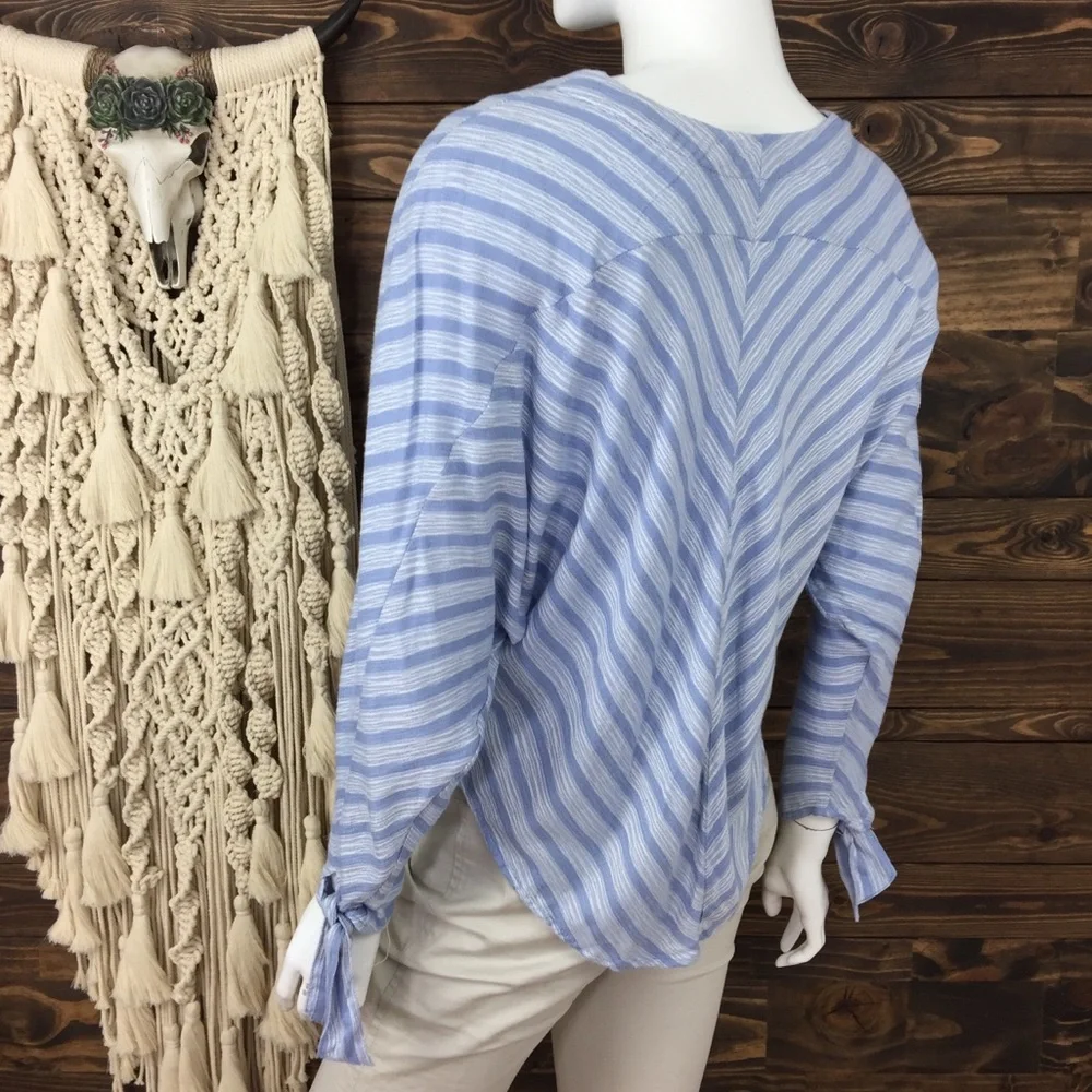 Free People‎ | Striped Dolman Tie Sleeve Blouse Blue